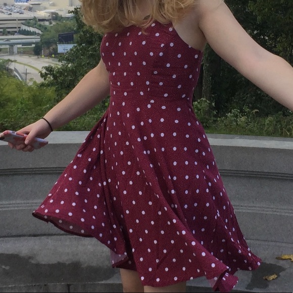Old Navy Dresses & Skirts - maroon old navy dress polka dot